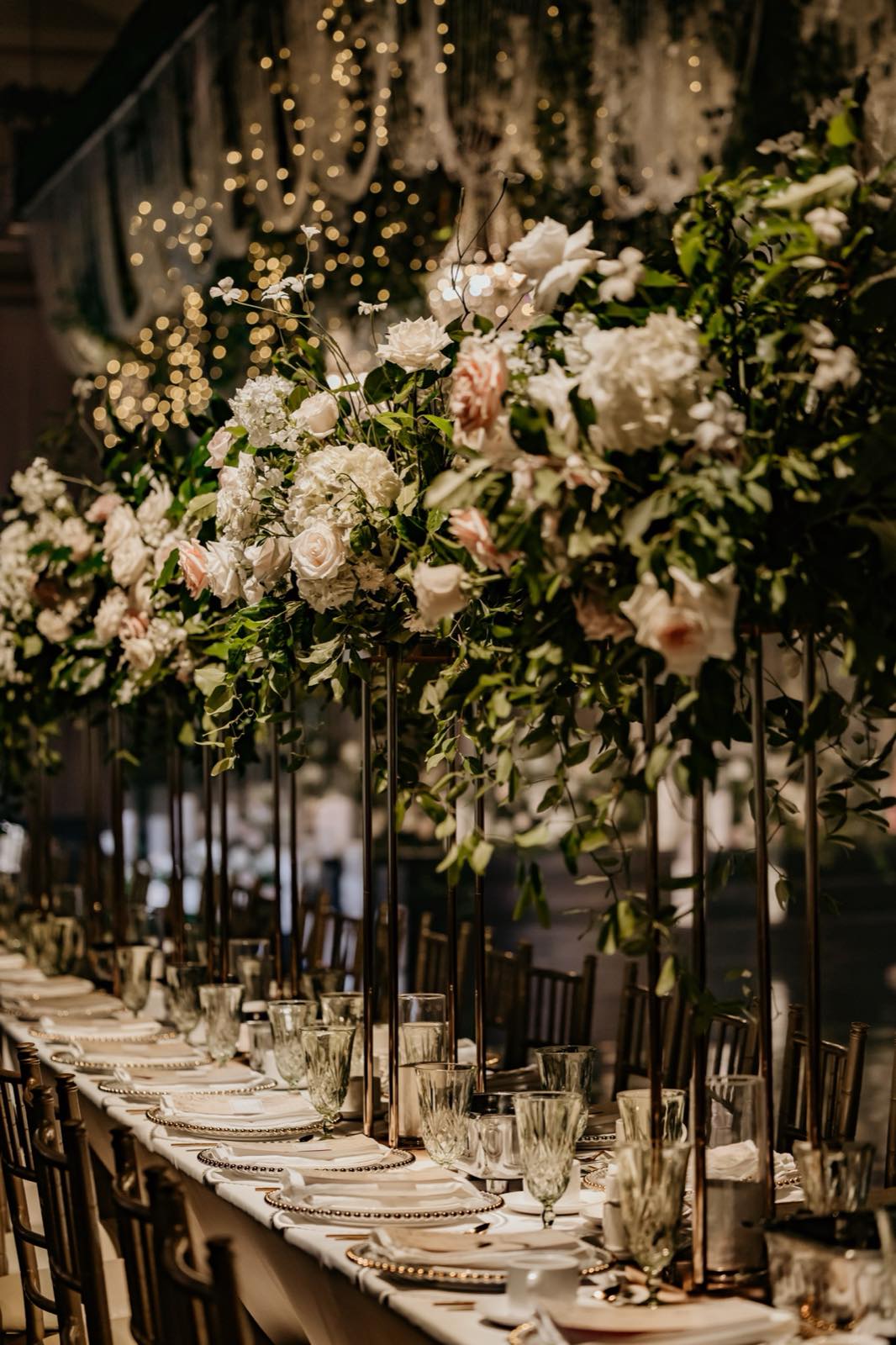 Luxury wedding reception with elegant floral arrangements and stunning décor by InStyle Events